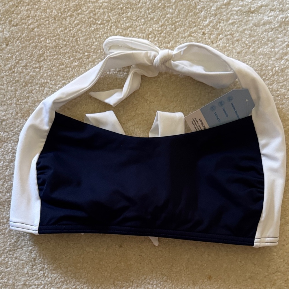 Navy and White Halter Bikini Top